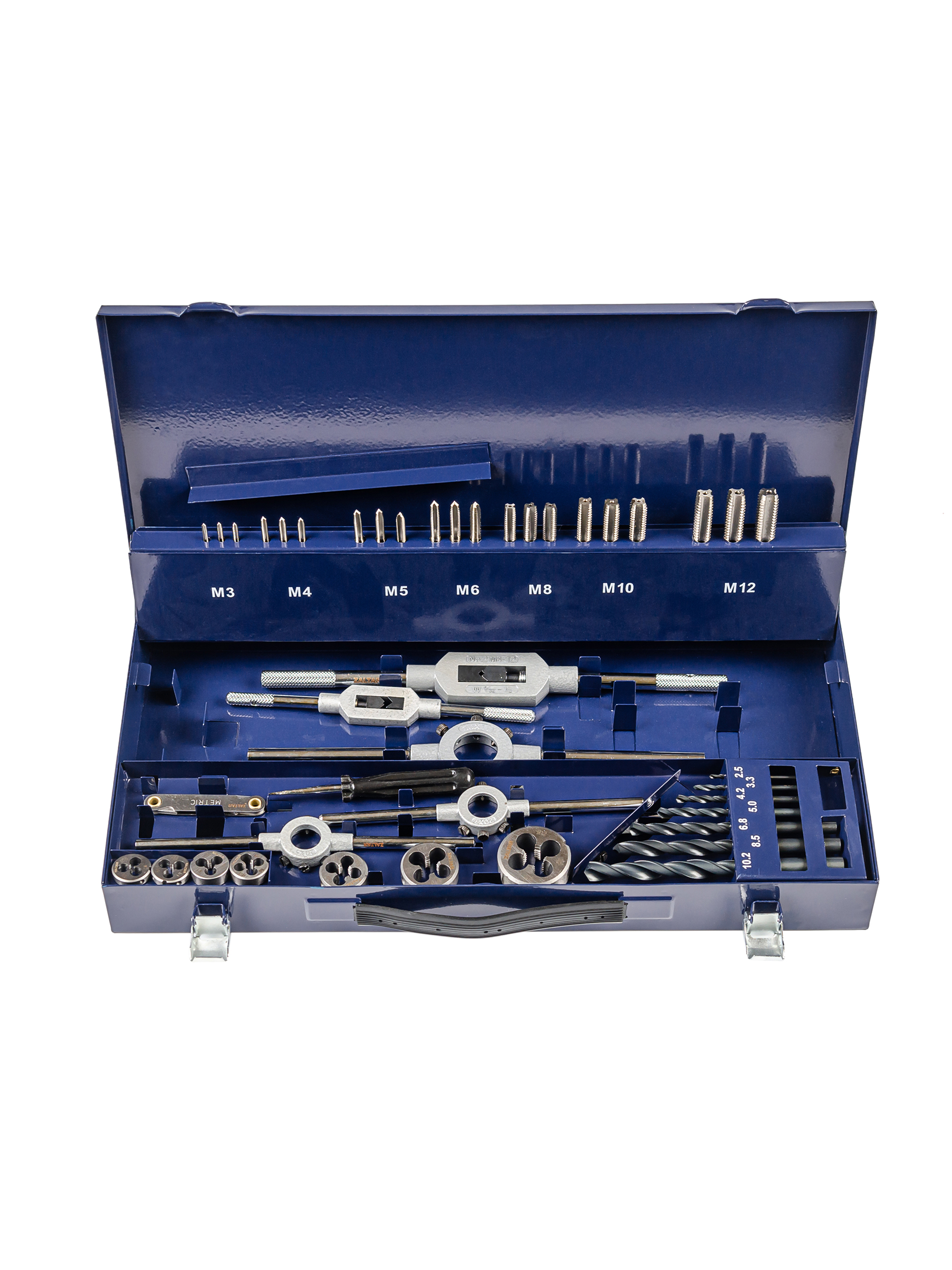 Набор резьбонарезного инструмента 15S HSS, 44 пр., M3-M4-M5-M6-M8-M10-M12 (ZA-10731)