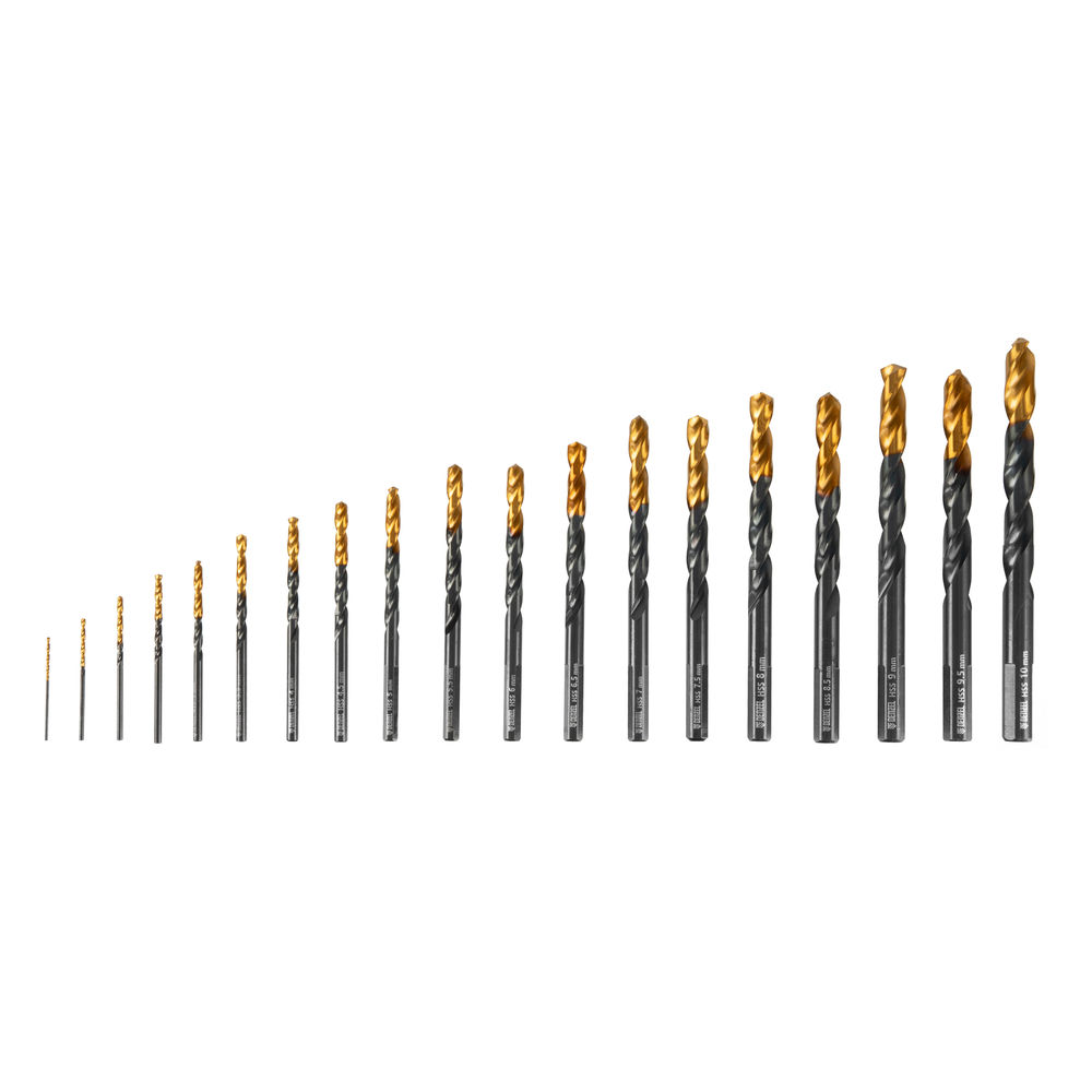 Набор сверл по металлу, 1-10 мм, HSS-Tin, Golden Tip, 19 шт Denzel (72321)