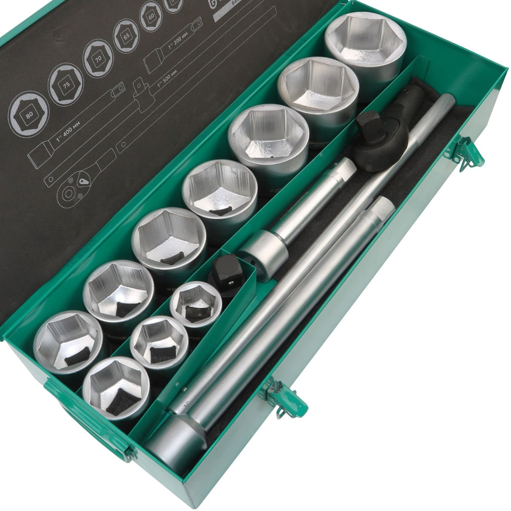 Набор торцевых головок 1, 6 гр., 14 пр., 36-80 мм, GARWIN PRO, 644040-6