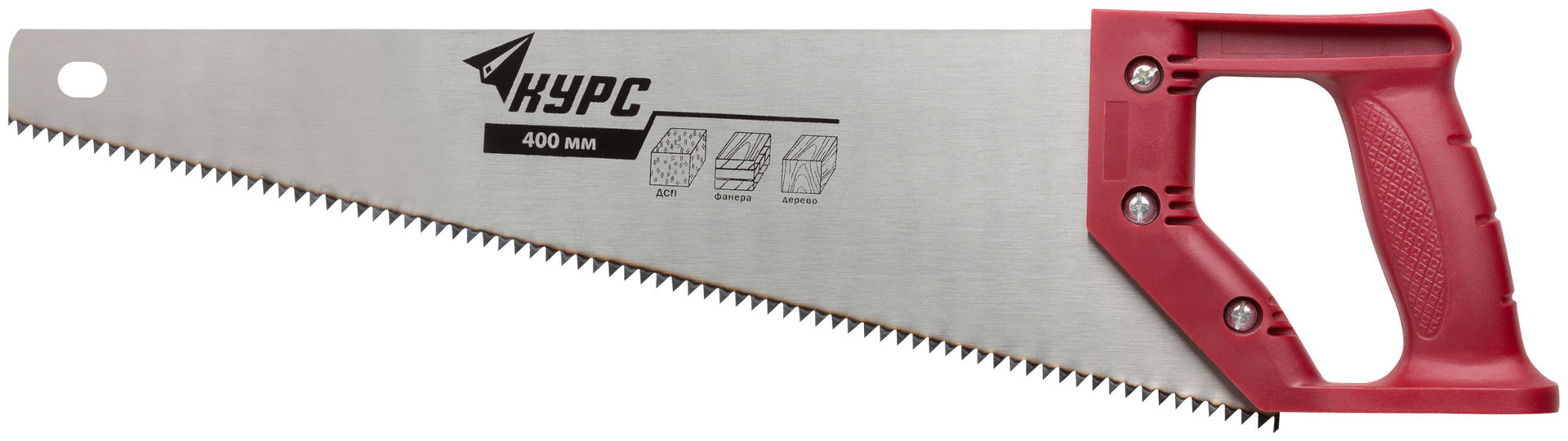 Ножовка по дереву, средний каленый зуб 7 TPI, 2D заточка, пластиковая ручка 400 мм (40311)