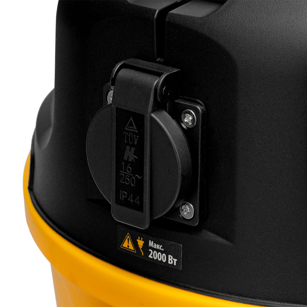 Пылесос строительный RVC20, 1400 Вт, бак 20 л, шланг 3 м, розетка с автосинхр. Denzel (28202)