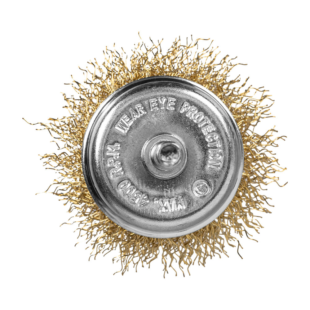 Щетка для дрели, 50 мм, чашка со шпилькой, латунированная витая проволока Matrix (74475)