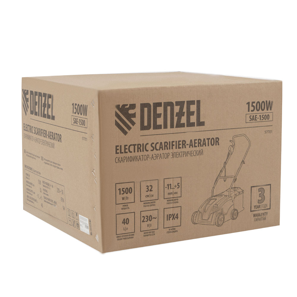 Скарификатор-аэратор электрический SAE-1500, 1500 Вт, -11/+5 мм, 32 cм Denzel (57701)
