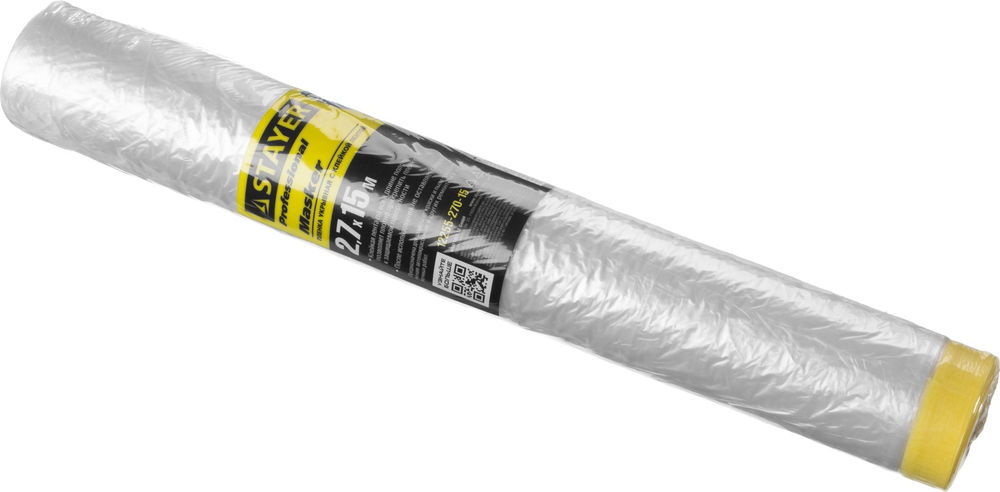 Пленка защитная-маскер 2.7 х 15 м, 9 мкм ПВД, с клейкой лентой STAYER 12255-270-15