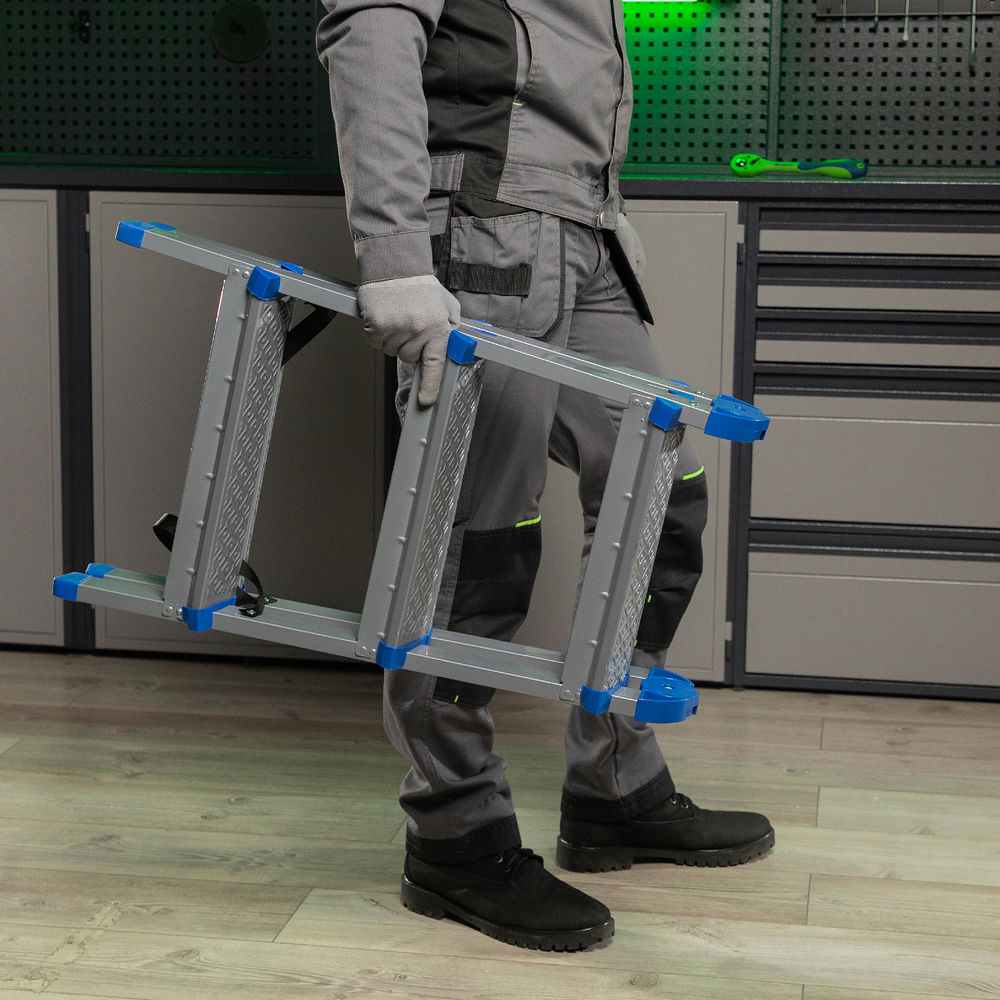 Стремянка двухсторонняя 3 ступени, сталь профиль, стальные ступени, Сибртех (97983)