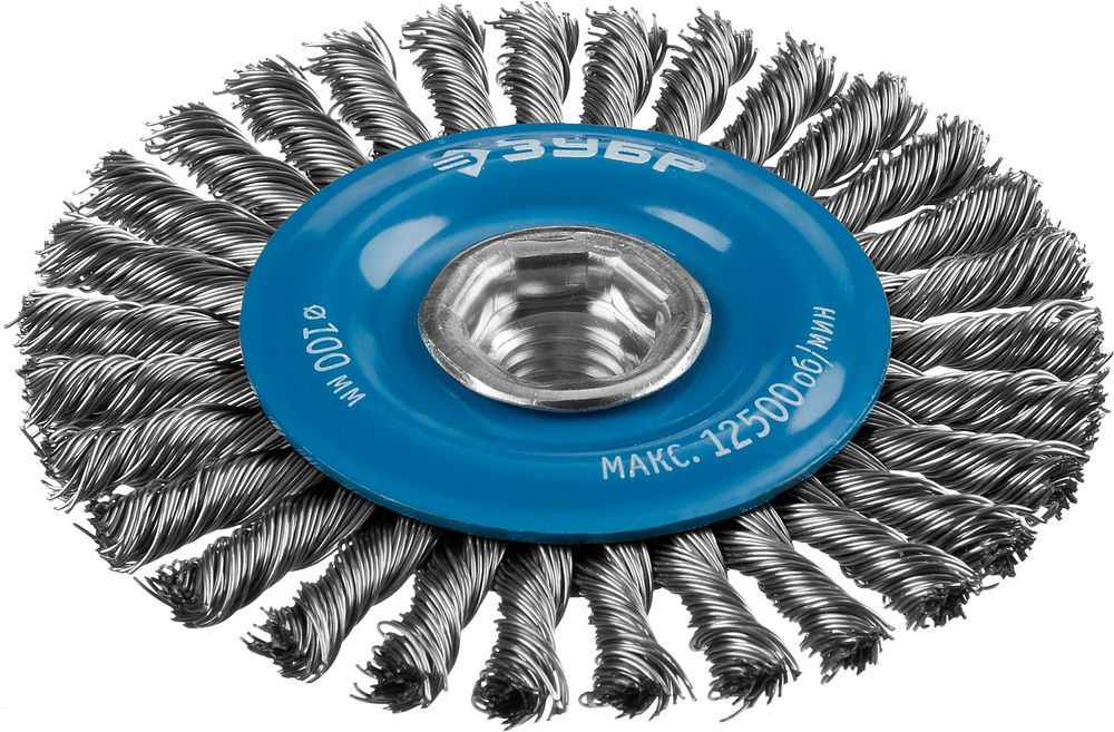 Щетка дисковая для УШМ 100 мм, жгутированная стальная проволока 0.5 мм ЗУБР Профессионал 35192-100_z02