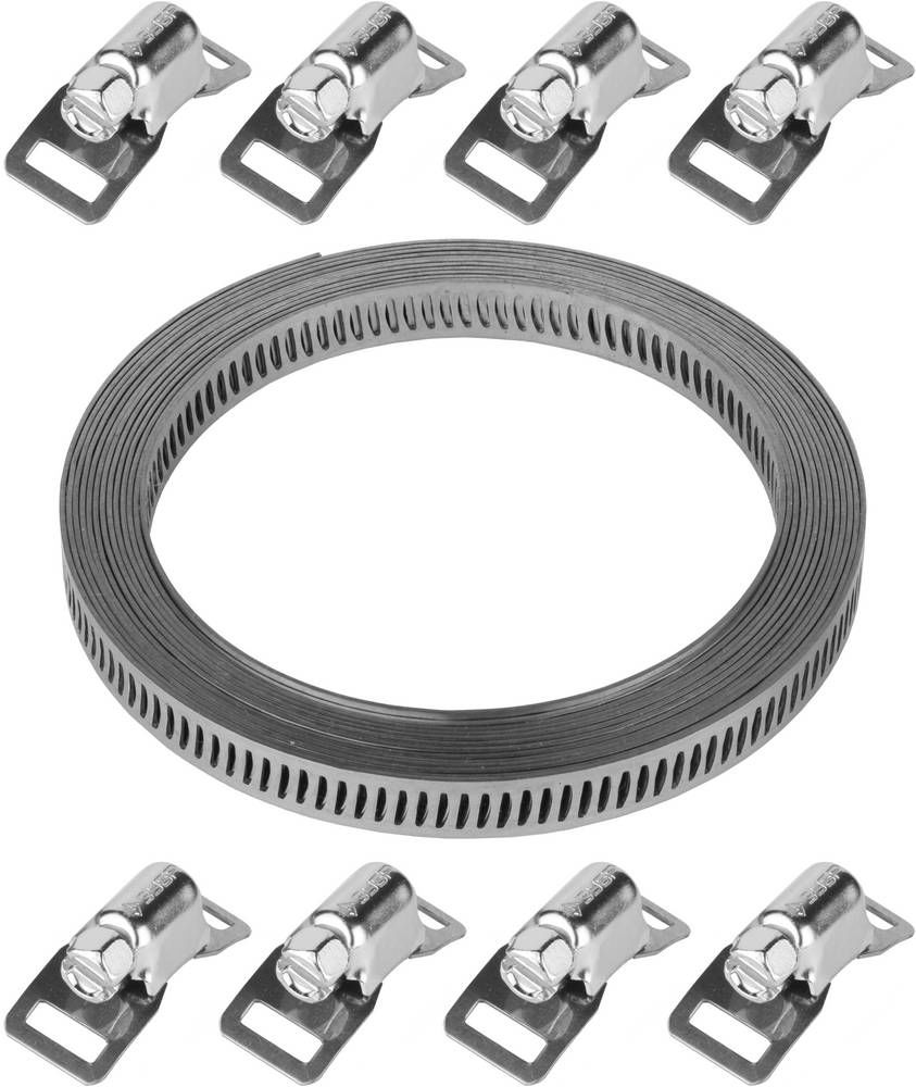 Набор хомутов универсальных 3 м?8 мм нержавеющих 8 замков ЗУБР Профессионал 37811-H8