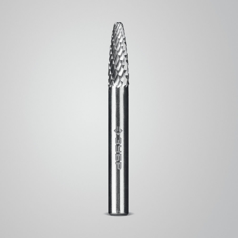 Борфреза твердосплавная 6?18 мм тип F парабола с закругленным углом радиус 1.5 мм хв-к 6 мм Профессионал ЗУБР 28805-6-18