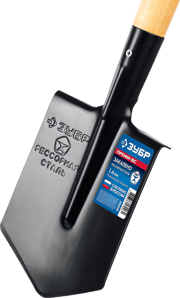 Туристическая лопата 150х185х510мм полотно рессорная сталь 1.6мм закалено дерев. черенок высш. сорт ПРОФЕССИОНАЛ ЗУБР ПРОФИ-5С 39458