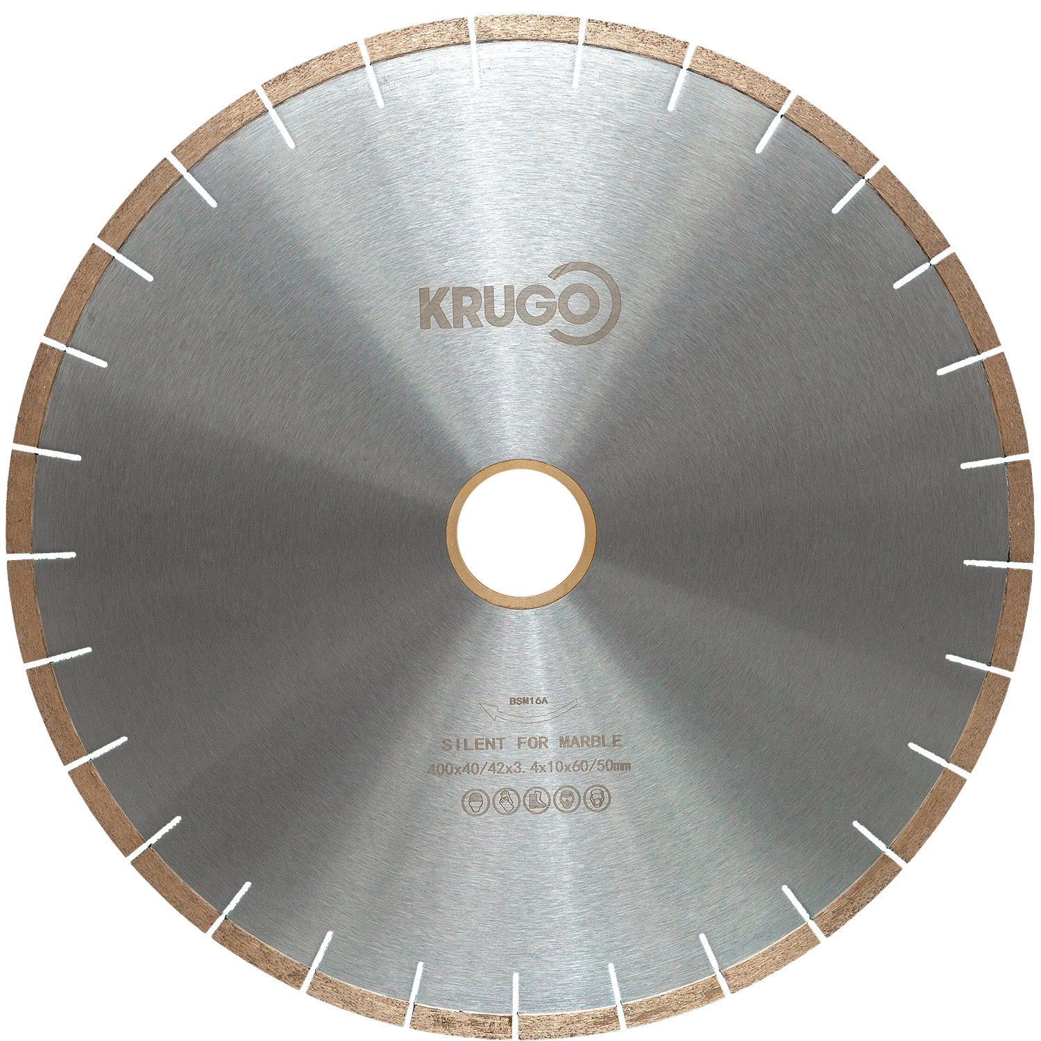 Диск алмазный сегментный по мрамору, бесшумный 400 x 40/42 x 3,4 x 60 x 10mm KRUGO (BSM16A)