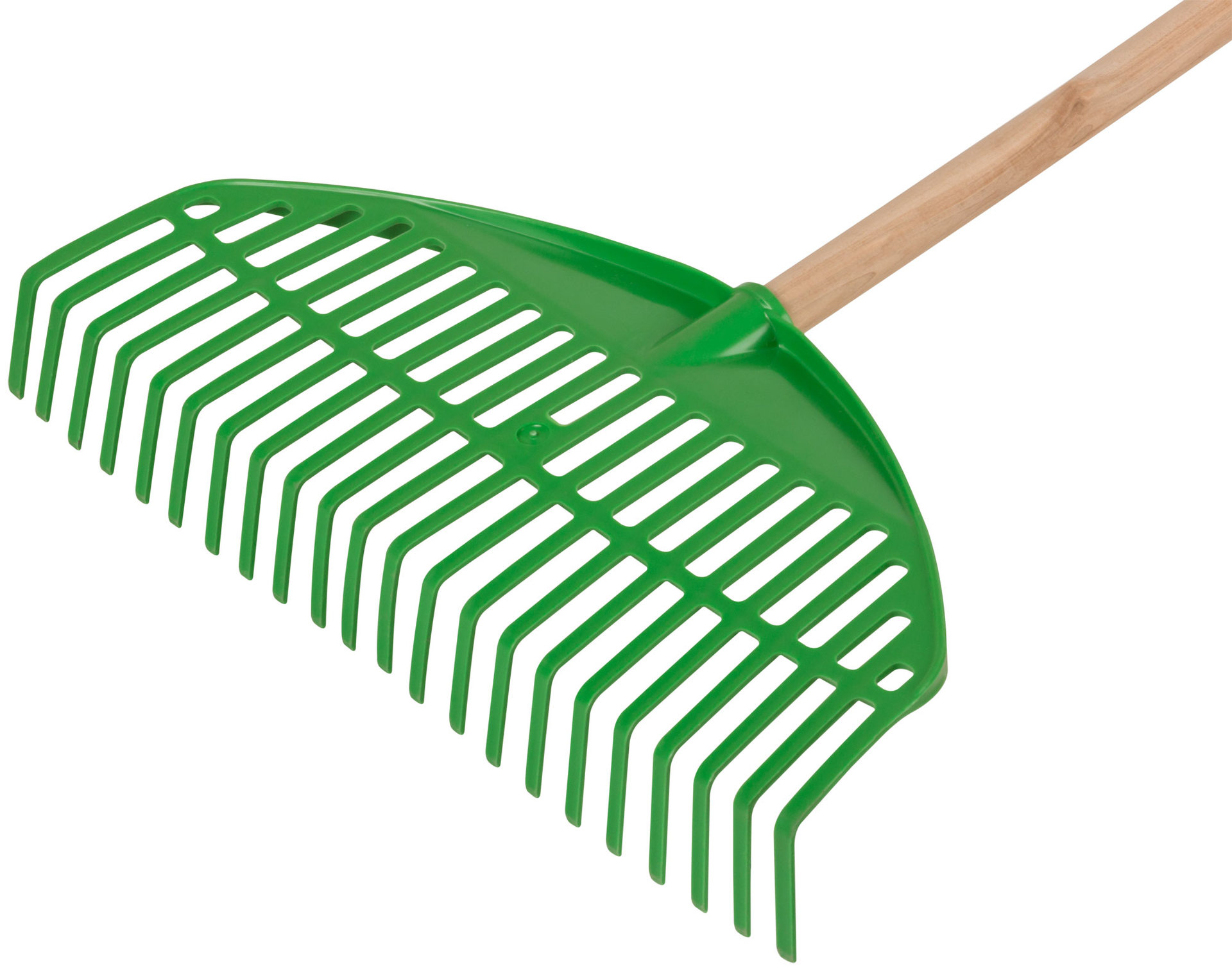 Грабли веерные пластиковые Оазис, 22 зуба, 440 мм, с деревянным черенком (76947)