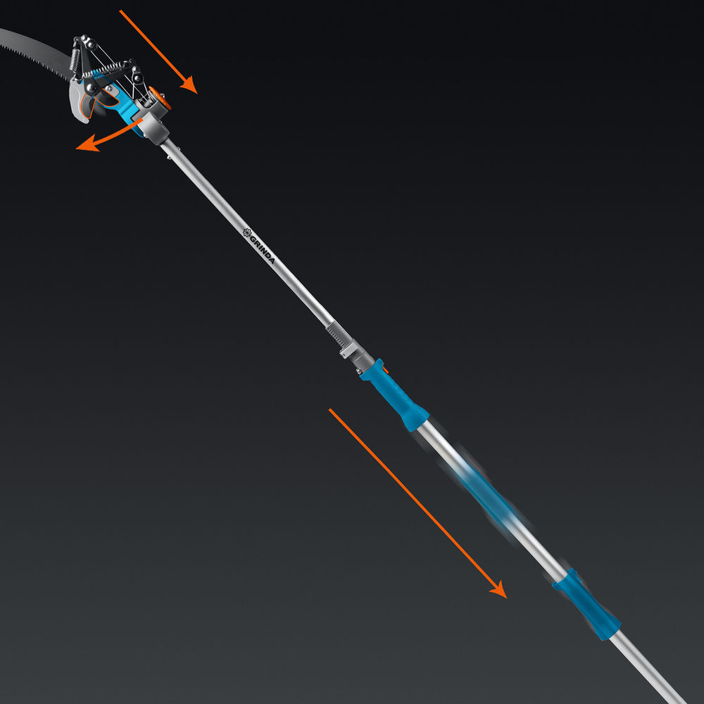 Телескопический высоторез с пилой GX-4000, длина 2-2,8 м, пила 350мм, рез до 30 мм, лезвия из нержавеющей стали, PROLine GRINDA 424530