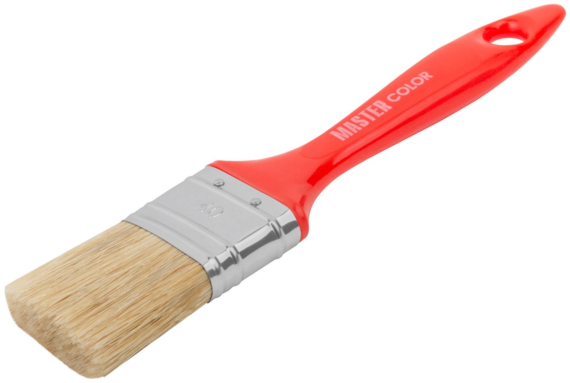 Кисть флейцевая, толщ. 13 мм, 70% ПБT/30% светлая натур. щетина, нерж.обжим, пласт. ручка, ширина 40 мм (30-0122)