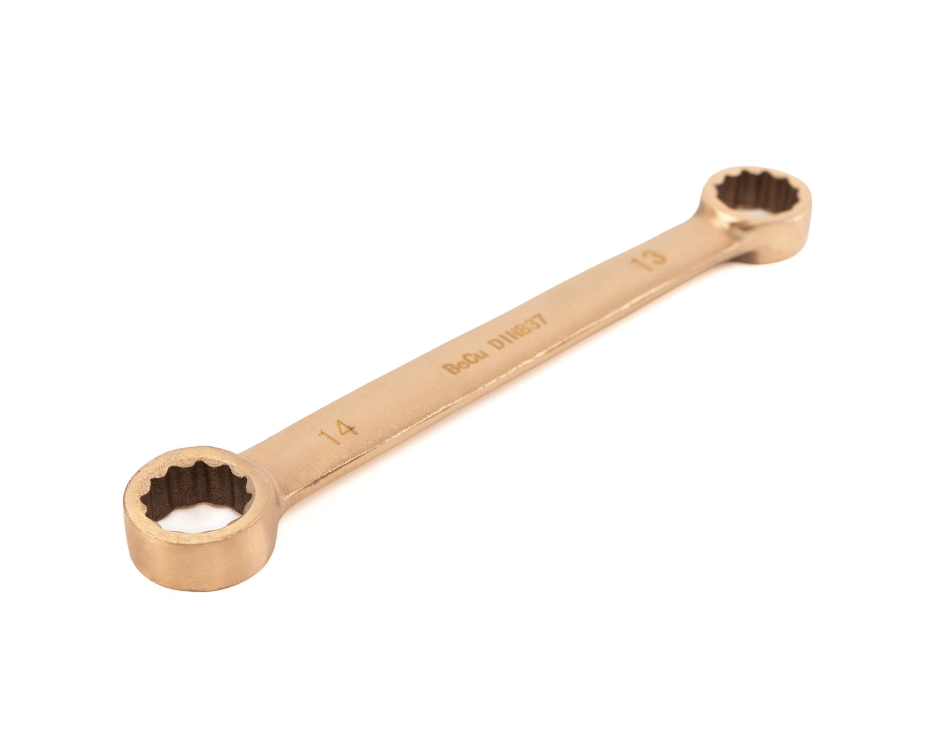 Ключ гаечный накидной двусторонний плоский 13х14 искробезопасный сплав BeCu 153A-1314, HORTZ