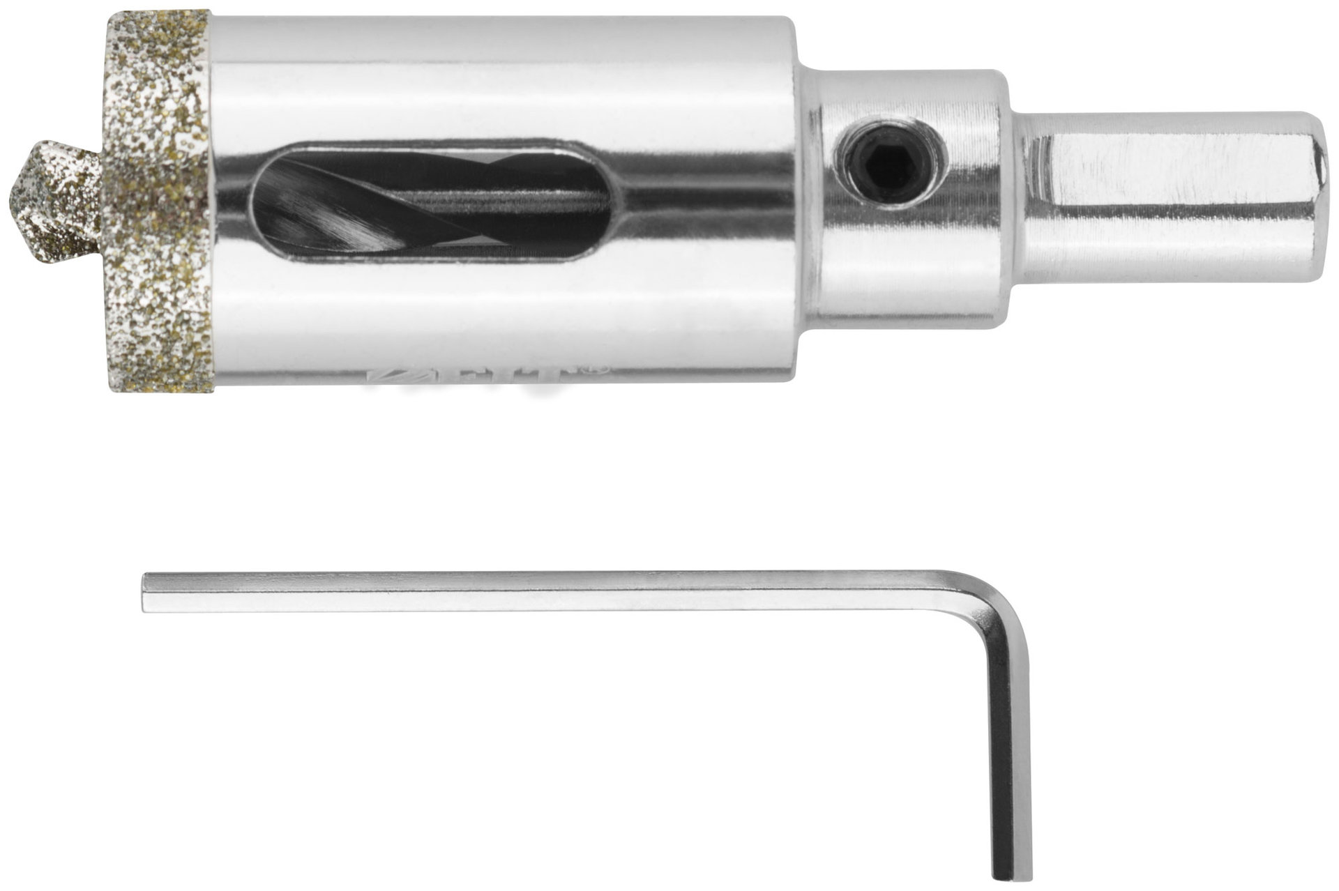 Коронка кольцевая по керамограниту, камню и кафелю алмазная с центровочным сверлом 22х70 мм (16209)