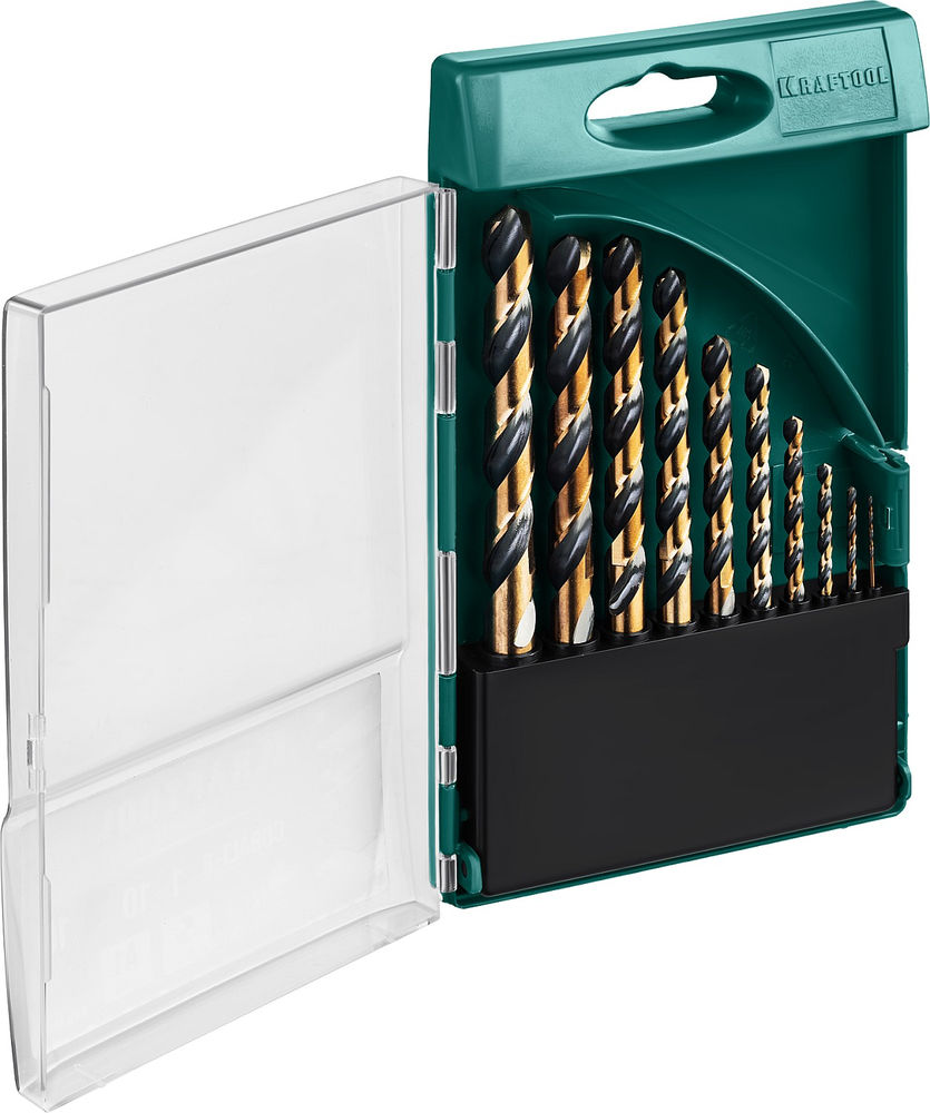 Набор сверл по металлу COBALT-8, 10 шт, (1–10 мм), сталь М42, HSS-Co(8%) KRAFTOOL 29656-H10