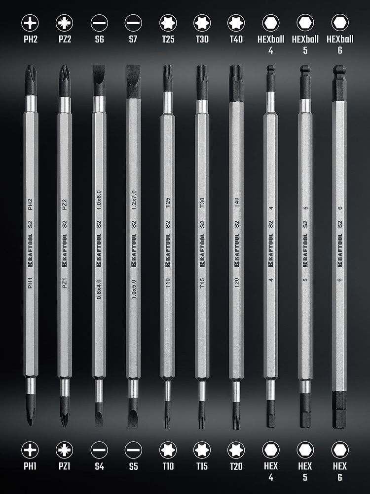 Набор: отвертка с переставными стержнями, 20 шт Double 20 KRAFTOOL 25817