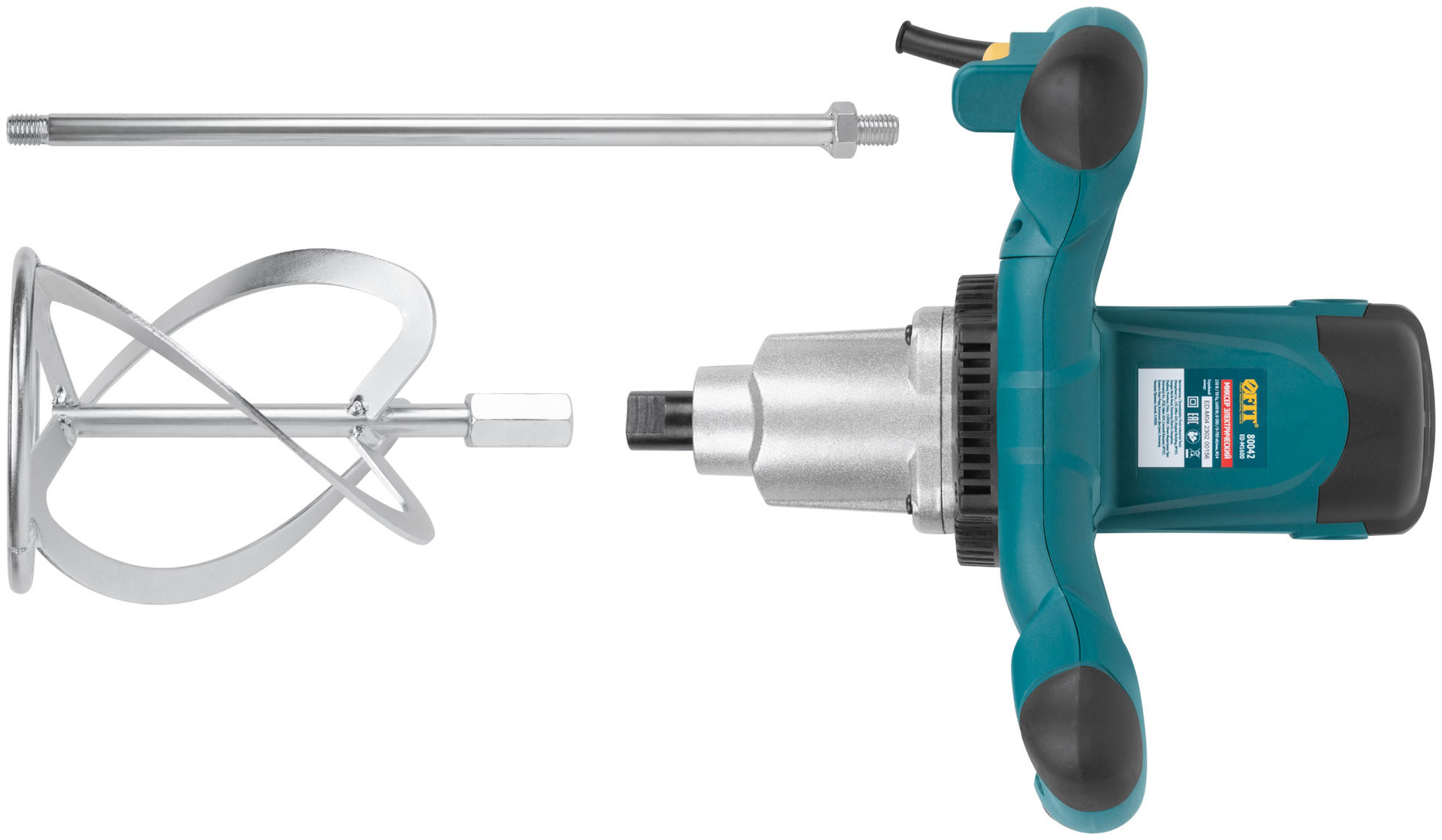Миксер 1600 Вт; 0-580 / 0-780 об/мин; 90 Нм; 145 л; двухскоростной, металл.корпус; БС щеток; рез.накл.; коробка (80042)