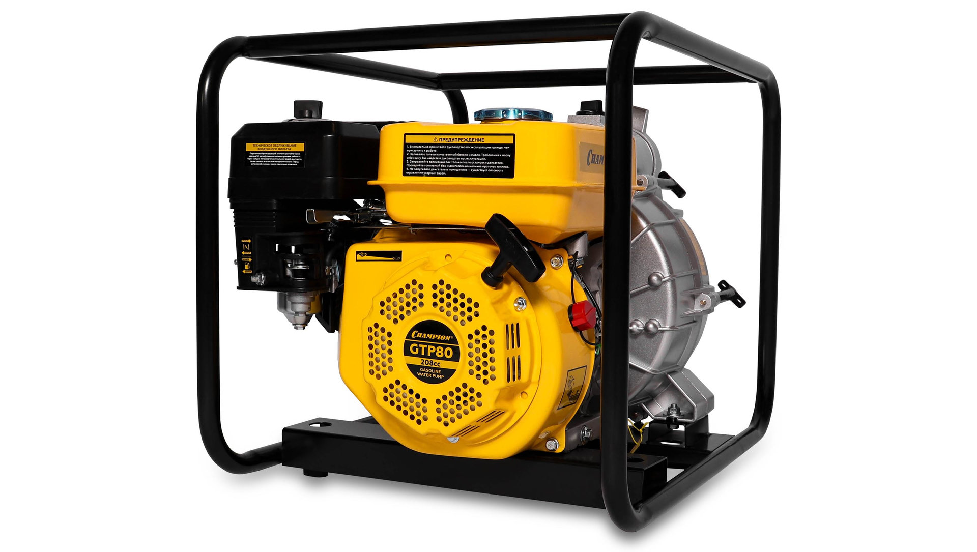 Мотопомпа CHAMPION GTP80 (PRO, 3 грязная вода 1300л/мин 8/26м 7лс 3,6л 34,3кг) (GTP80)