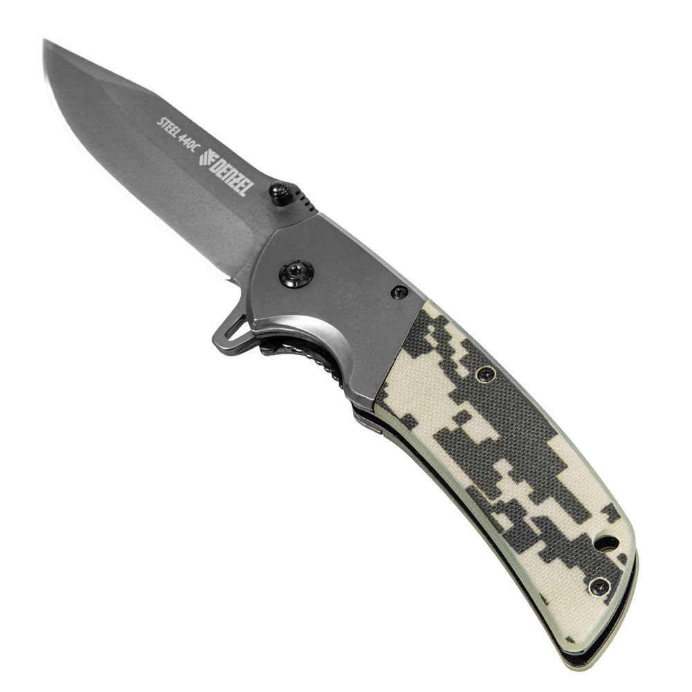 Нож складной, многоцелевой, системы Liner-Lock, с накладкой G10 на классической рукоятке Denzel (79207)