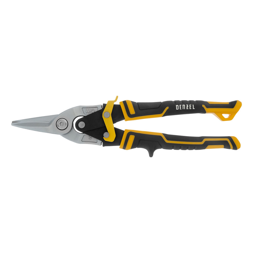 Ножницы по металлу, 270 мм, прямой рез, сталь-CrMo, трехкомпонентные рукоятки Denzel (78370)