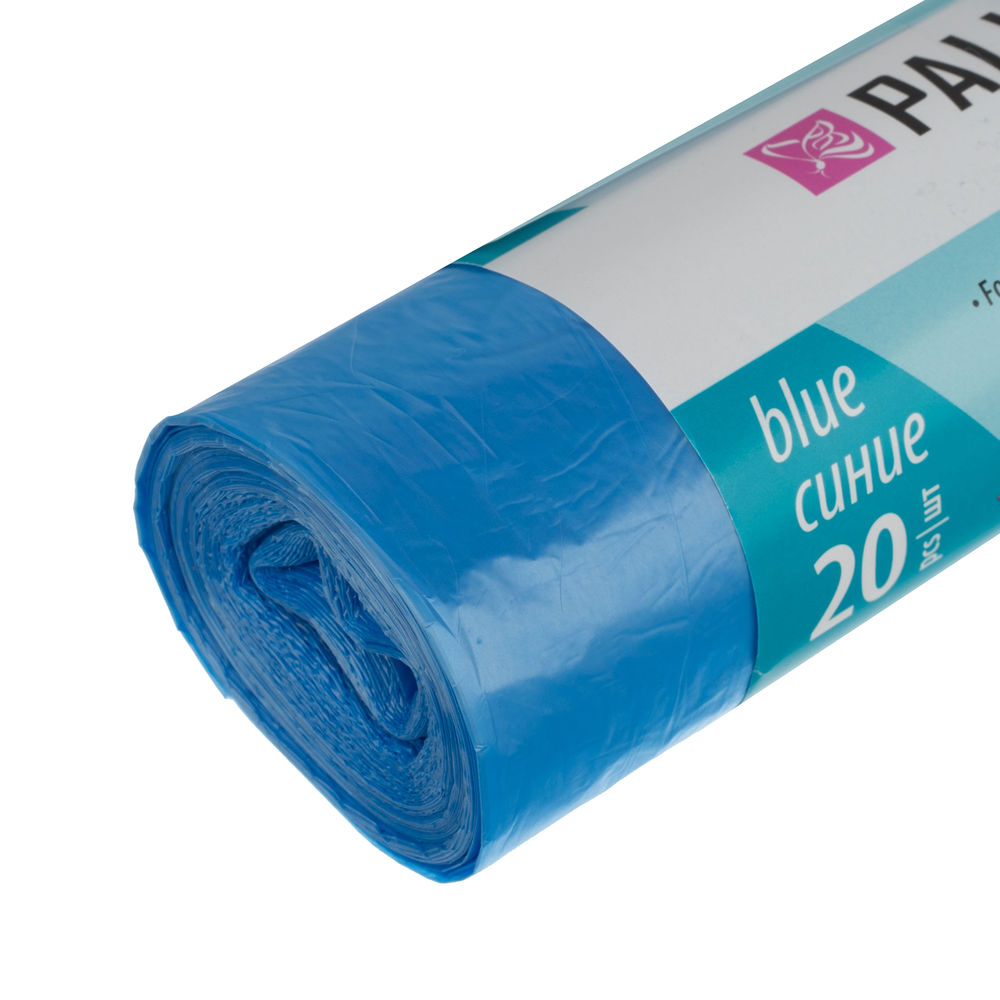 Пакеты для мусора с завязками 60 л x 20 шт., синие, Home Palisad (927205)