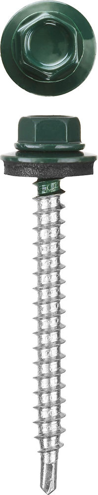 Саморезы СКД кровельные 51 х 4.8 мм, RAL 6005 зеленый насыщенный, 1 200 шт, для деревянной обрешетки STAYER 30300-48-051-6005