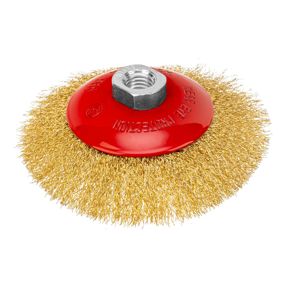 Щетка для УШМ, 125 мм, М14, тарелка, латунированная витая проволока Matrix (74616)