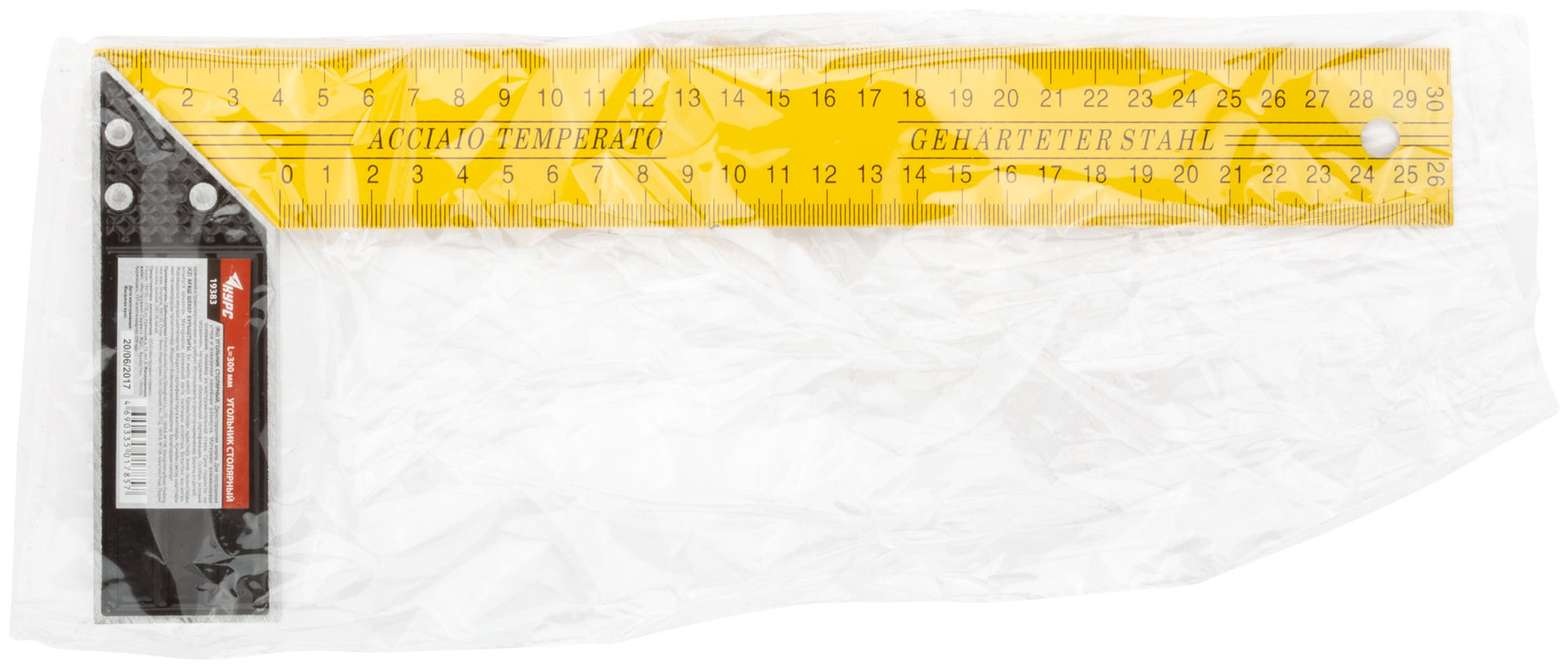 Угольник столярный желтый 300 мм (19383)