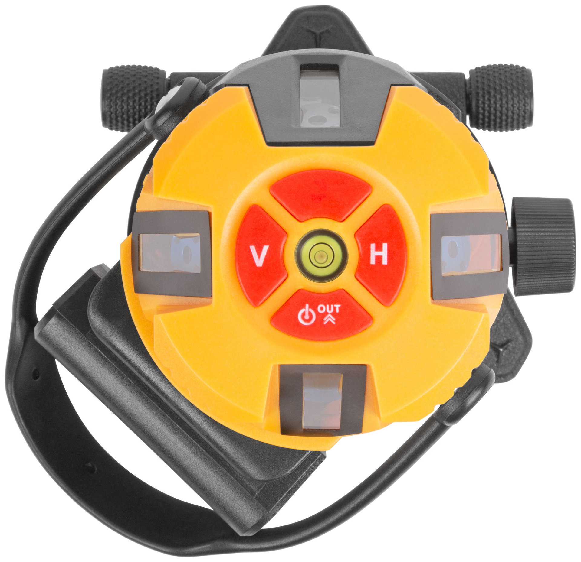 Уровень лазерный самоуспокаивающийся, зеленые лучи, горизонталь + 4 вертикали, диапазон 20 м, Li-Ion аккум., 2 уровня яркости, тренога, алюминиевый ке (18637)