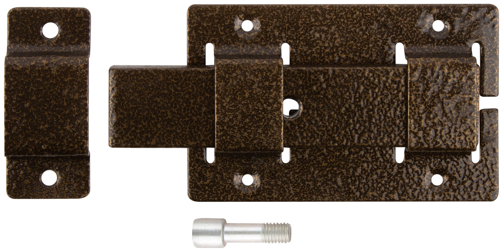 Задвижка накладная усиленная для дверей, прямоугольный ригель, бронза (66692)