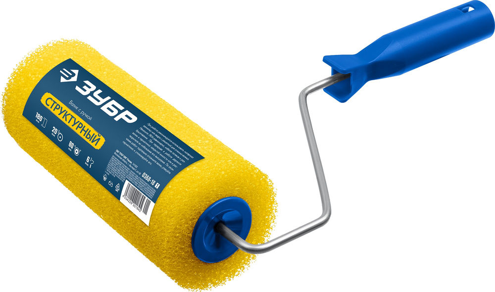 Валик малярный 80 х 180 мм, бюгель 6 мм, для лаков и эмалей СТРУКТУРНЫЙ ЗУБР 0368-18_z01