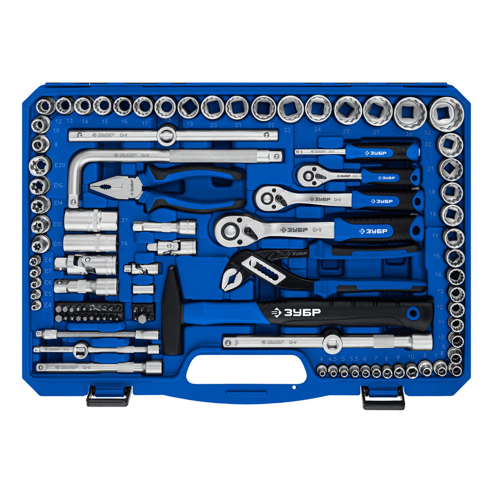 Универсальный набор инструмента 142 предм. 1/2+ 3/8+ 1/4 Профессионал ЗУБР Универсал-142 27670-H142