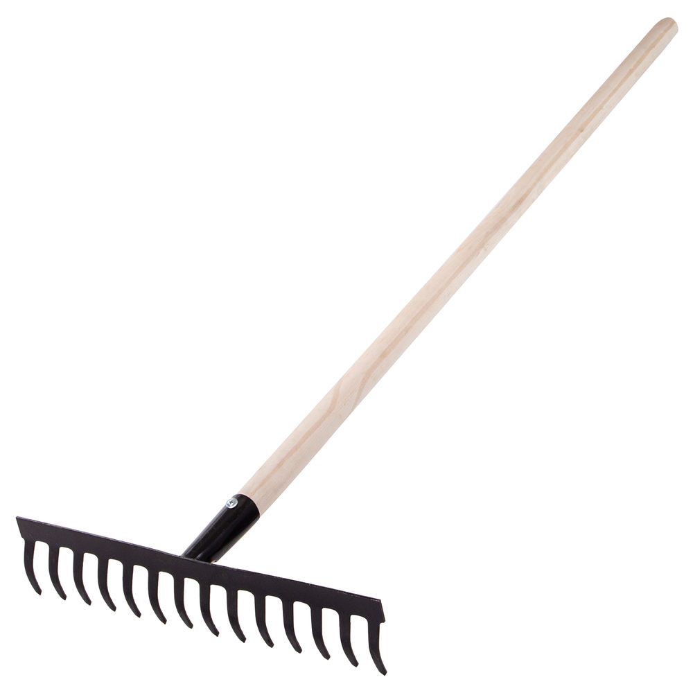 Грабли стальные, 360х1300 мм, 14 прямых зубьев, деревянный черенок, Сибртех (61742)