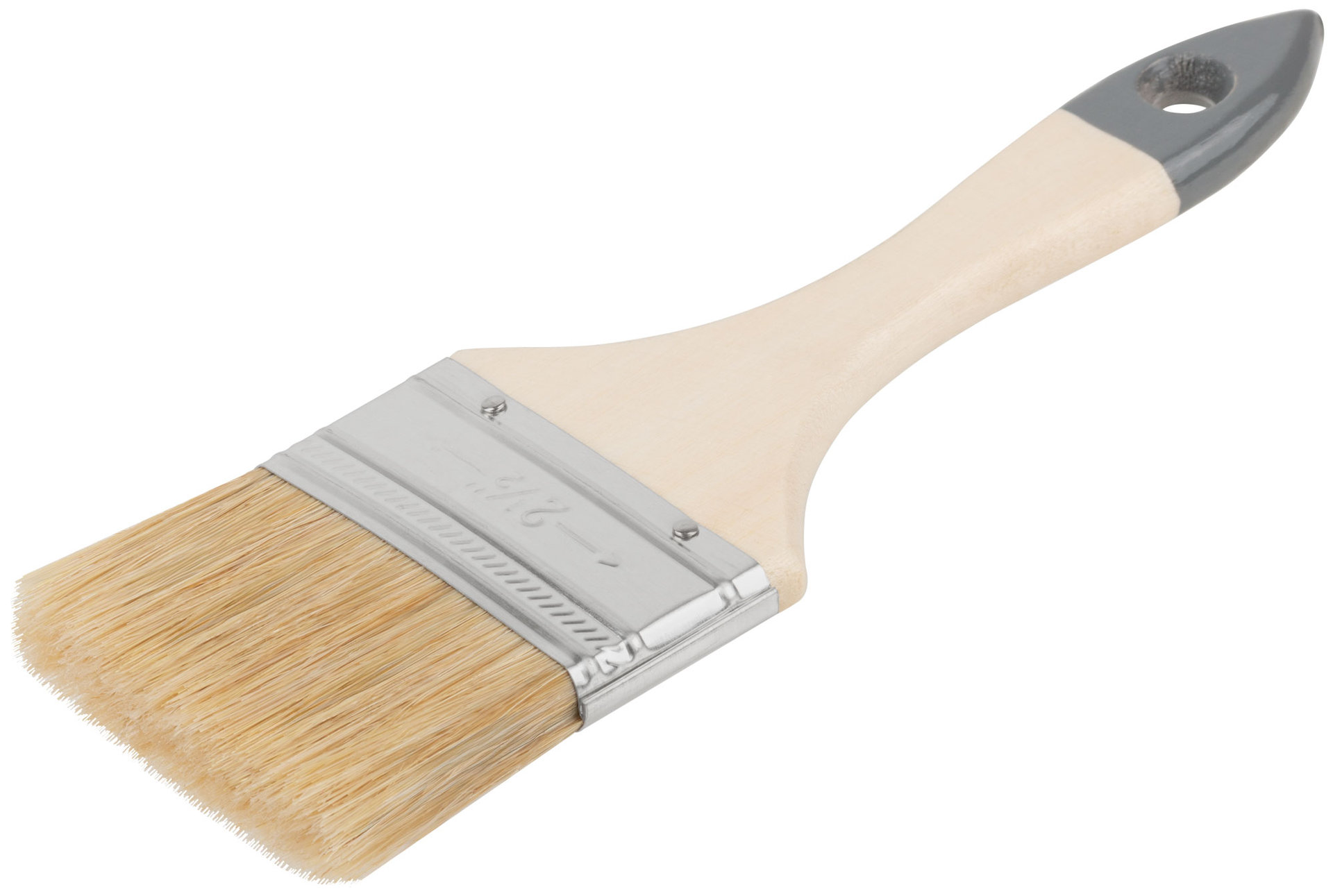 Кисть флейцевая Лайт, натур. cветлая щетина, деревянная ручка 2,5 (63 мм) (00806)