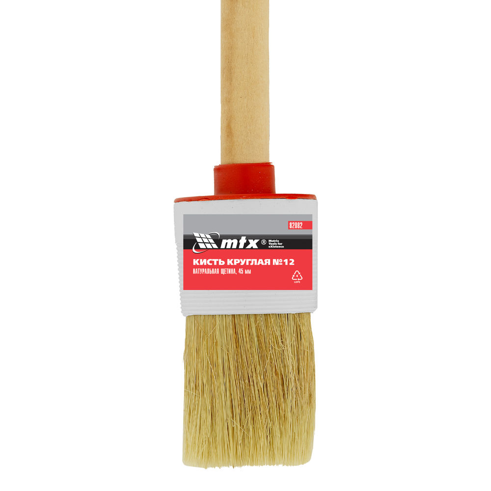 Кисть круглая №12 (45 мм) натуральная щетина, деревянная ручка MTX (82082)