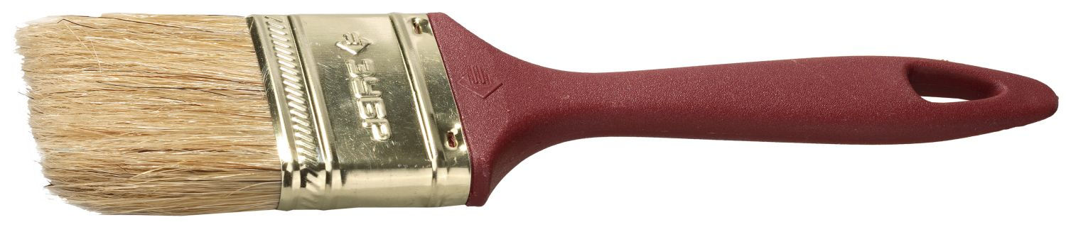 Кисть плоская КП-11 75 мм, 3, светлая натуральная щетина, пластмассовая ручка ЗУБР УНИВЕРСАЛ 4-01011-075