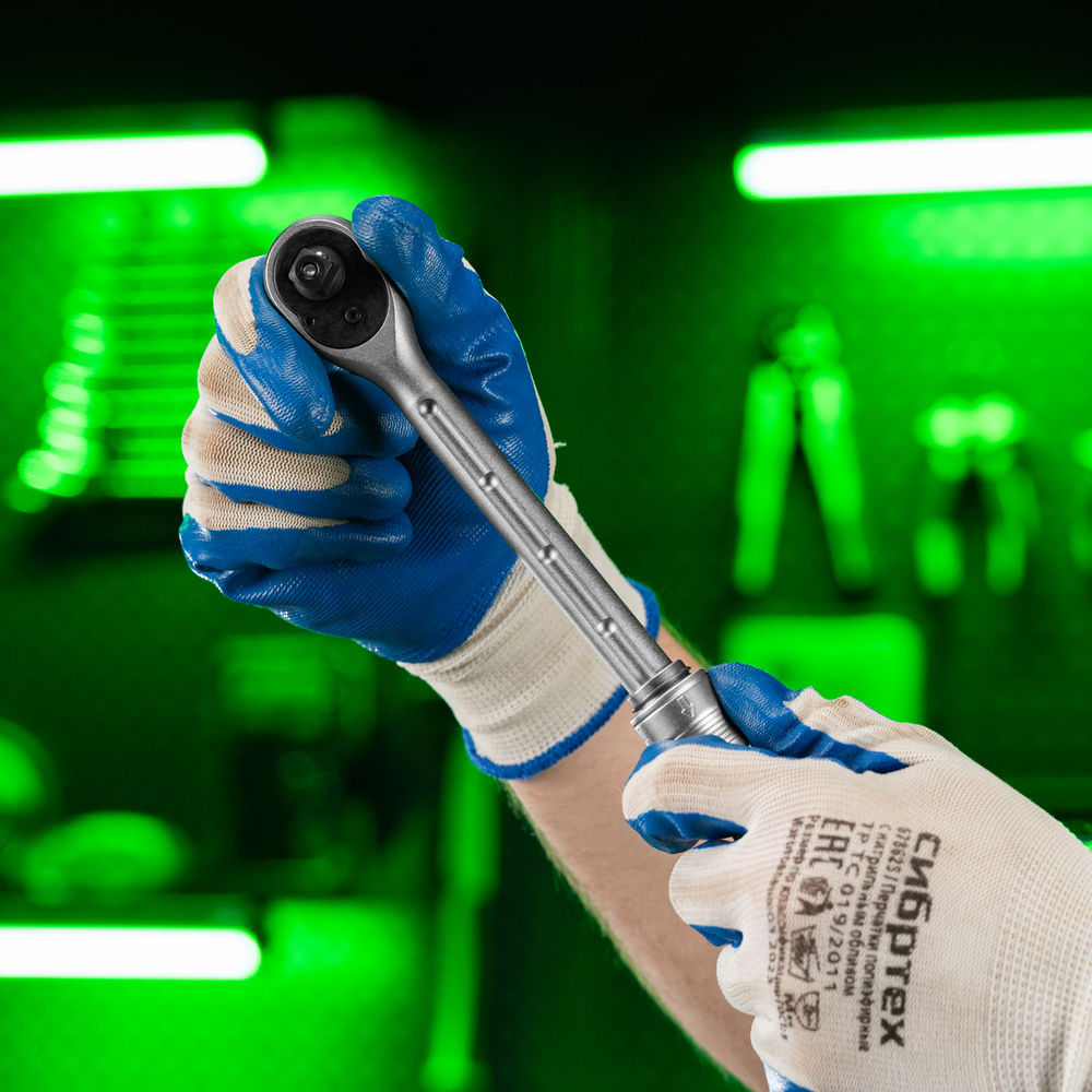 Ключ-трещотка телескопический 3/8, 215-315 мм, 72 зуба, с быстрым сбросом Сибртех