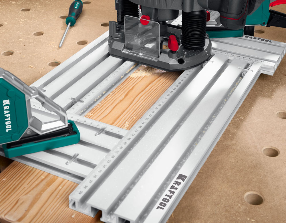 Шаблон фрезерный KRAFTFLEX MFS-200-400 мм, 4 шт, в комплекте с 2 упорами KRAFTOOL 32807