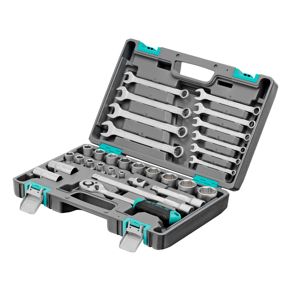 Набор инструментов, 1/2, CrV, пластиковый кейс 31 предмет Stels