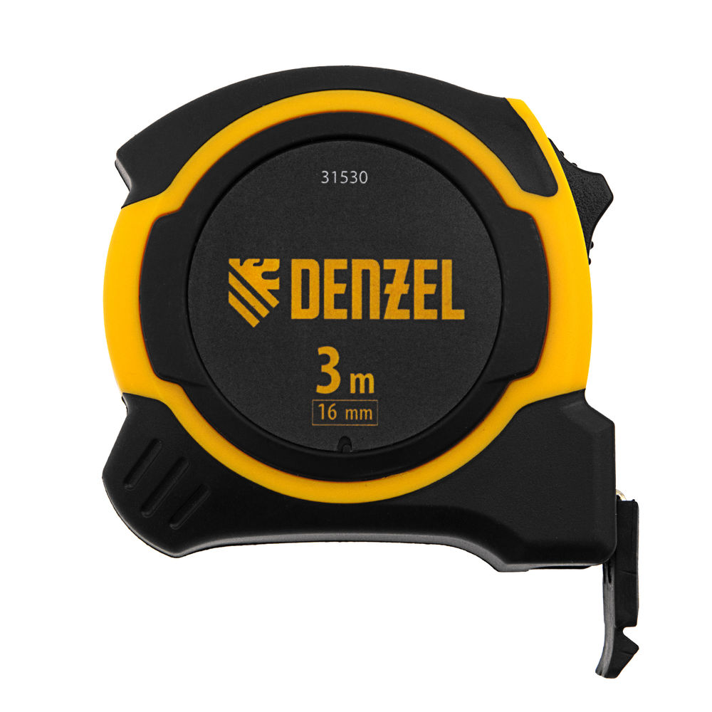 Рулетка 3м х 16мм, двухкомп. корпус, магнитный обрезиненный зацеп Denzel