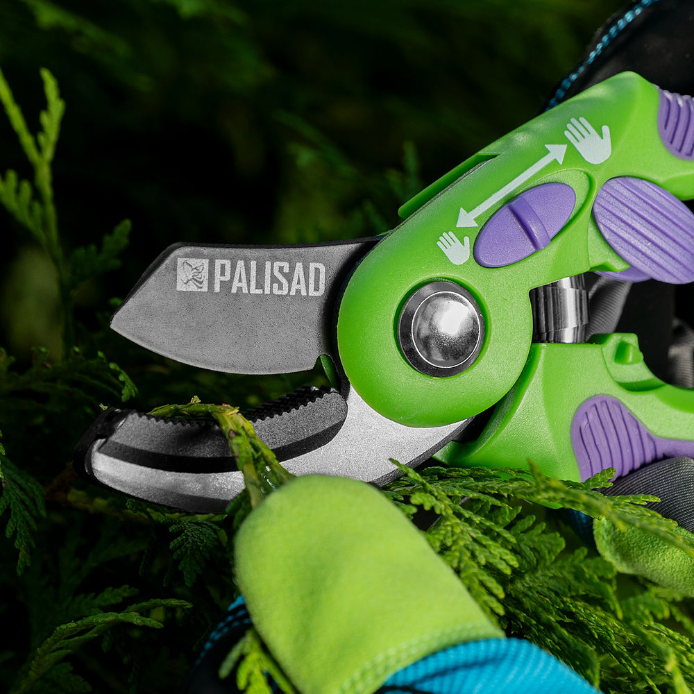 Секатор с наковальней, 215 мм, регулировка захвата, двухкомпонентные рукоятки, Palisad (60486)