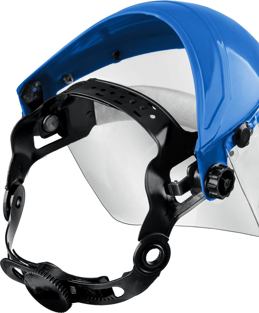 Защитный лицевой щиток экран 200 х 400 мм поликарбонат 2 мм с храповиком СИБИН 11086_z01