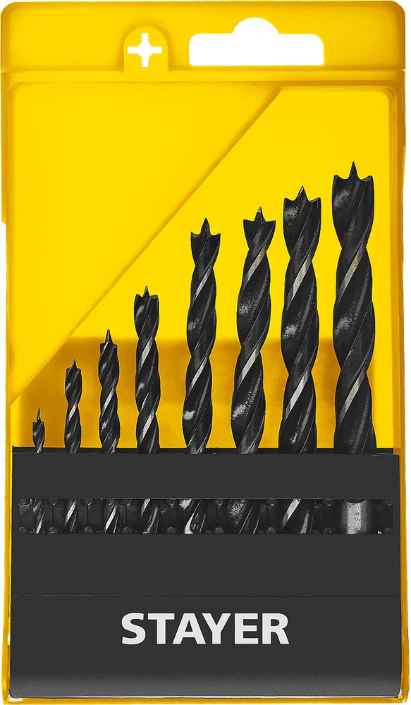 Набор спиральных сверл по дереву 8 шт: 3-4-5-6-7-8-9-10 мм M-type STAYER 2942-H8