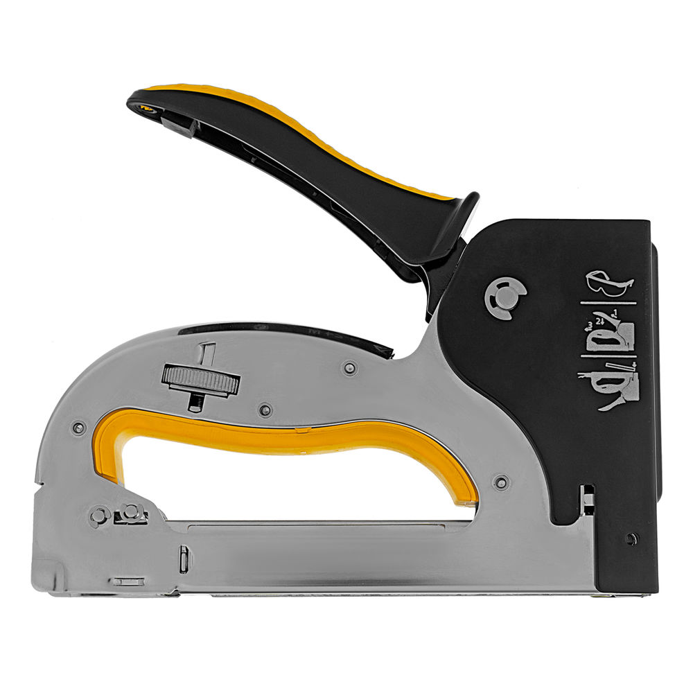 Степлер металл., скобы в комплекте, плавная регулировка удара, 2К рукоятка, тип 53, 4-14 мм Denzel (40223)