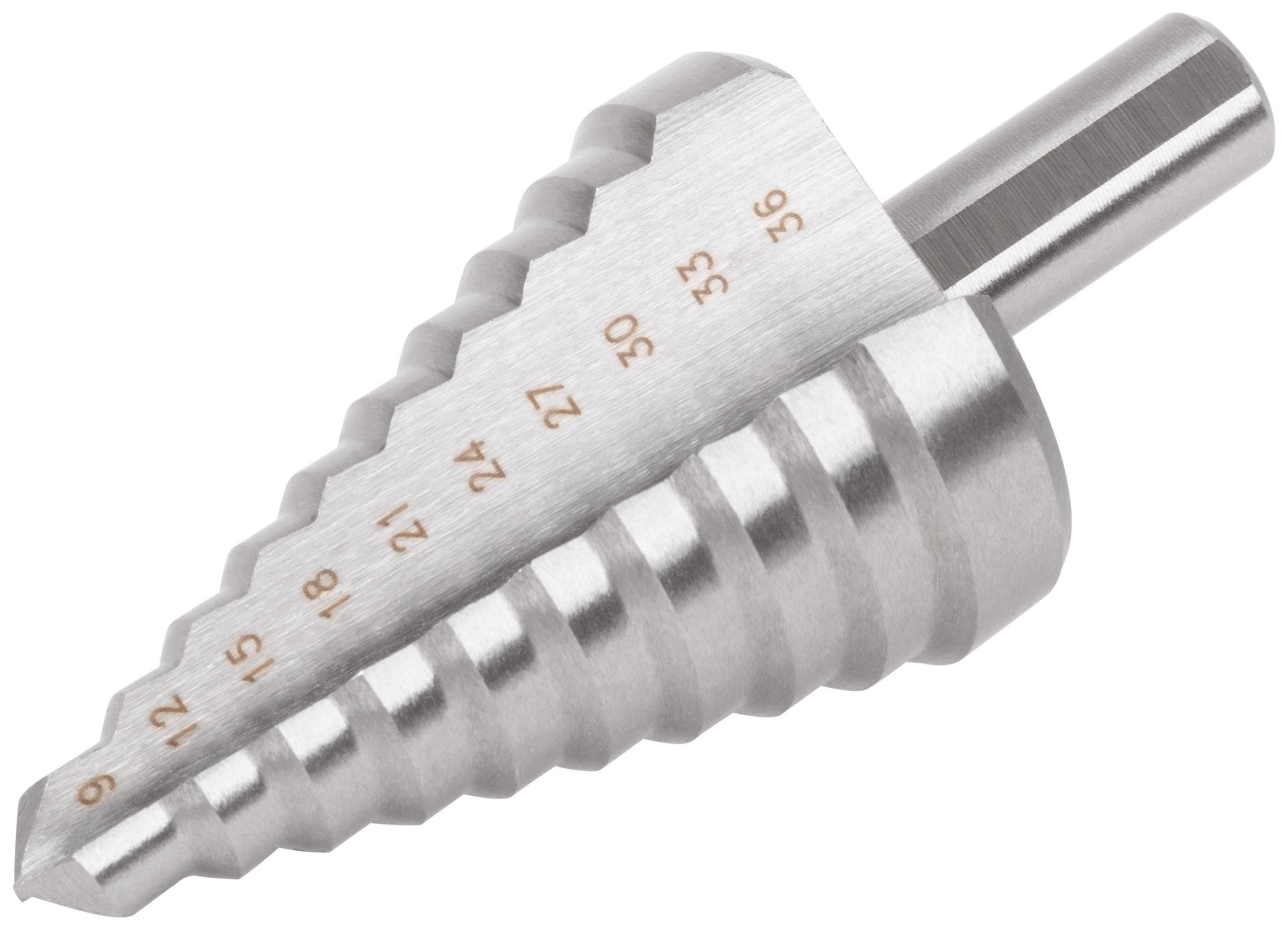 Сверло ступенчатое HSS ( Р6М5 ) по металлу, 10 ступеней, 9-36 мм