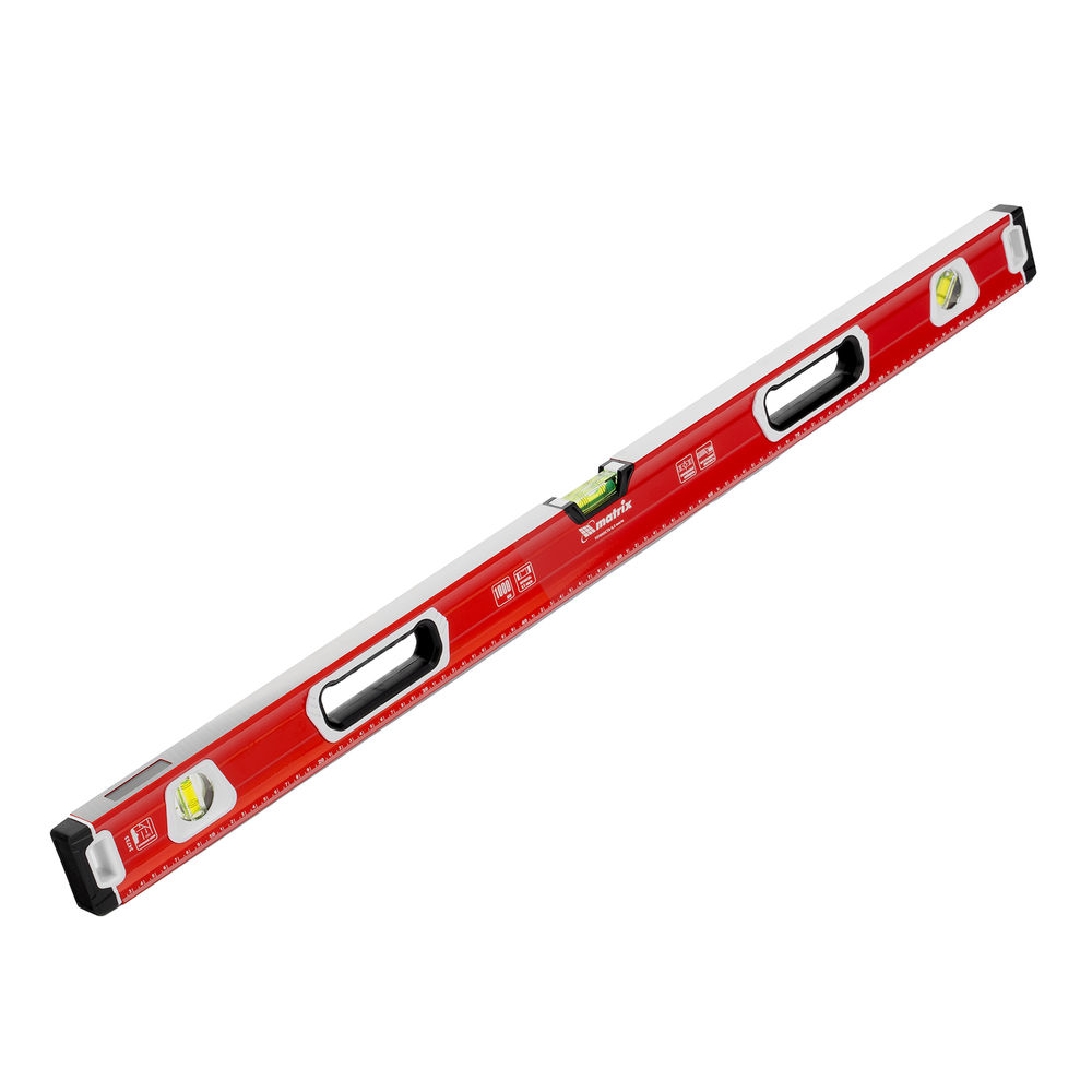 Уровень алюминиевый, магнит, фрезерованный, 3 глазка (1 зеркальный) двухкомпонентные рукоятки, 1000 мм Matrix (34733)