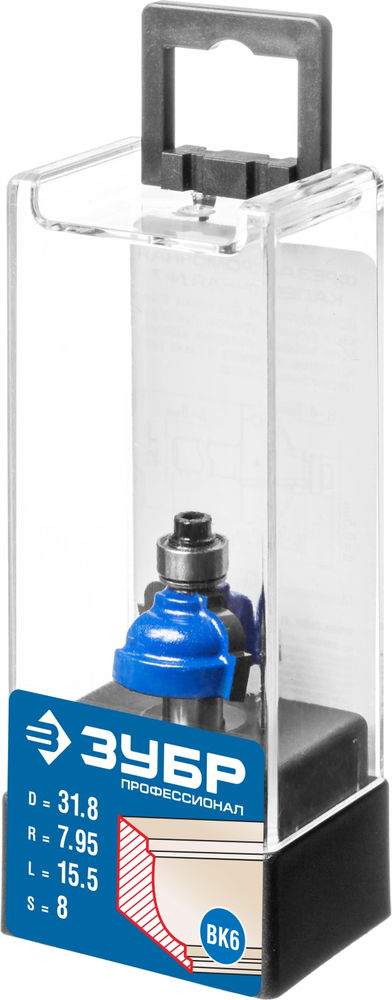 Фреза кромочная калевочная №7 31.8?17 мм радиус 8 мм ЗУБР Профессионал 28709-31.8