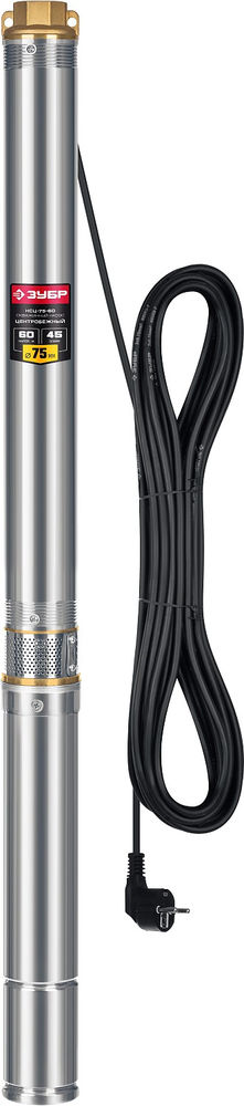 Насос скважинный центробежный 800 Вт, 60 м напор, корпус из нержавеющей стали ЗУБР НСЦ-75-60