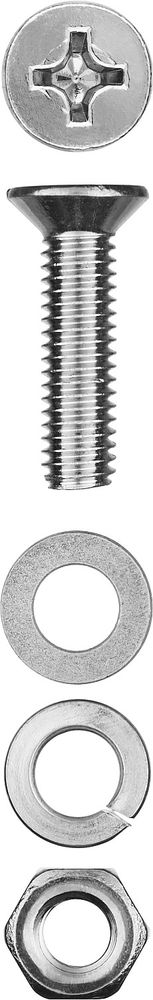 Винт с гайкой и шайбами M5?30 мм DIN 965 цинк 14 шт ЗУБР 303456-05-030